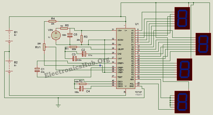 用ICL7107制作的数字电压表电路图