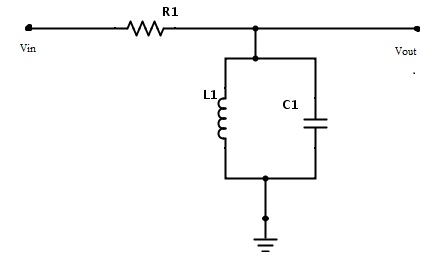 图:采用R、L、C分量的带通滤波电路