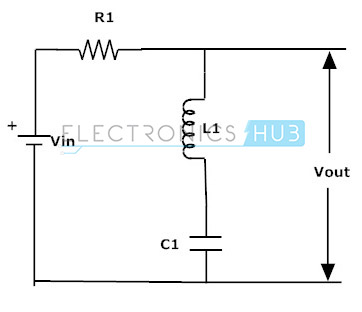 无花果：使用R，L和C的带停止滤波器电路