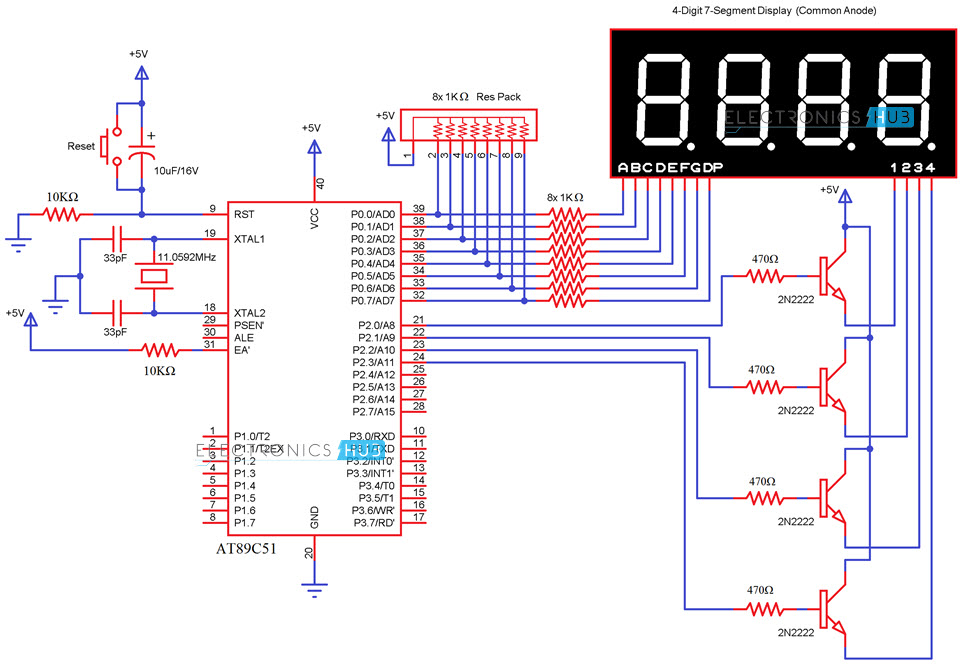 接口7段显示到8051 4位电路gydF4y2Ba