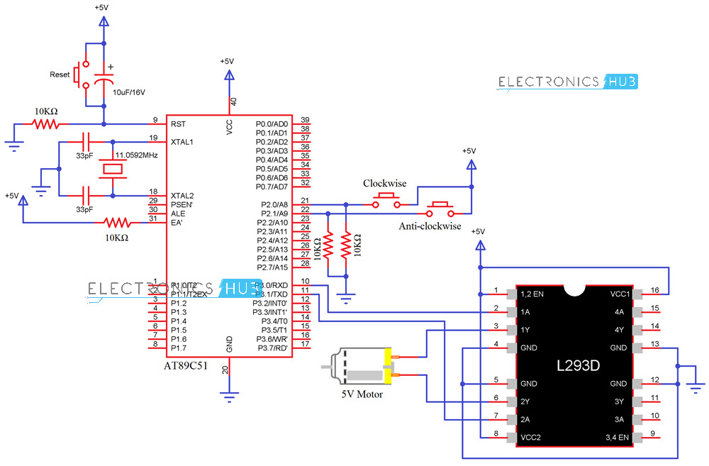 与8051微控制器电路图的接口直流电机