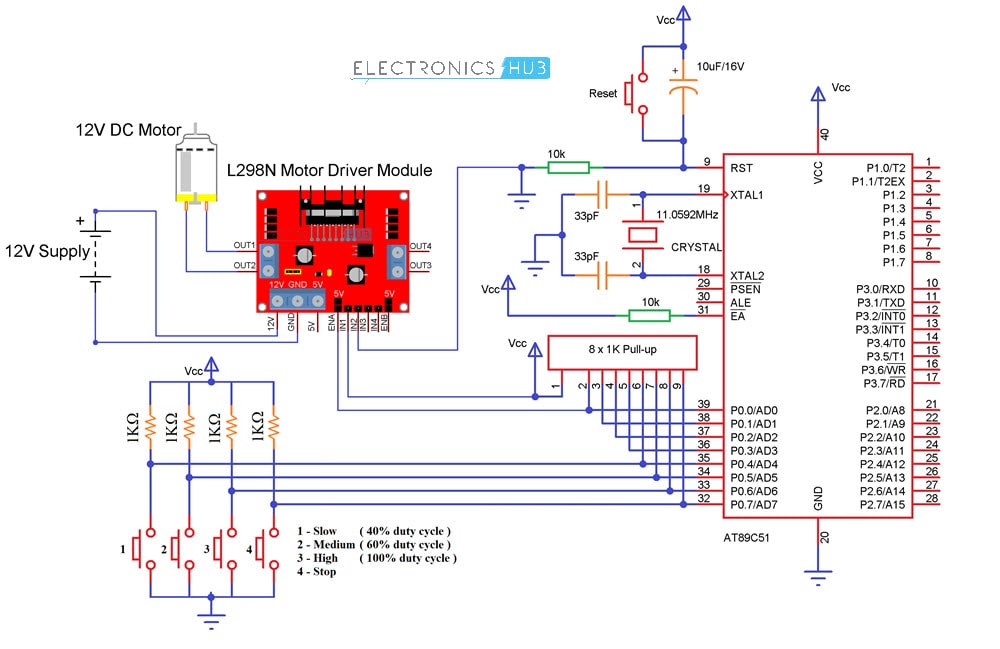 基于PWM的直流电机速度控制使用微控制器电路图