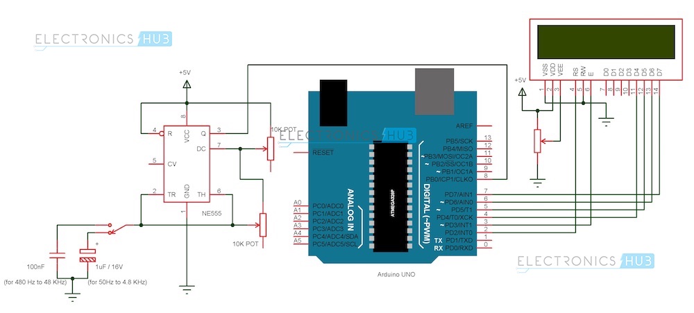 Arduino频率计数器电路图