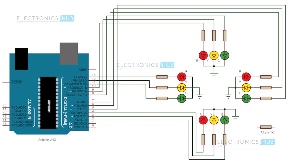 Arduino红绿灯控制器接线