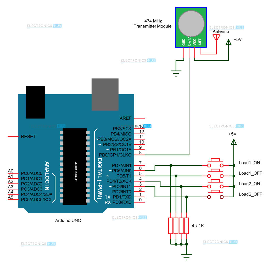Arduino射频家用自动发送电路