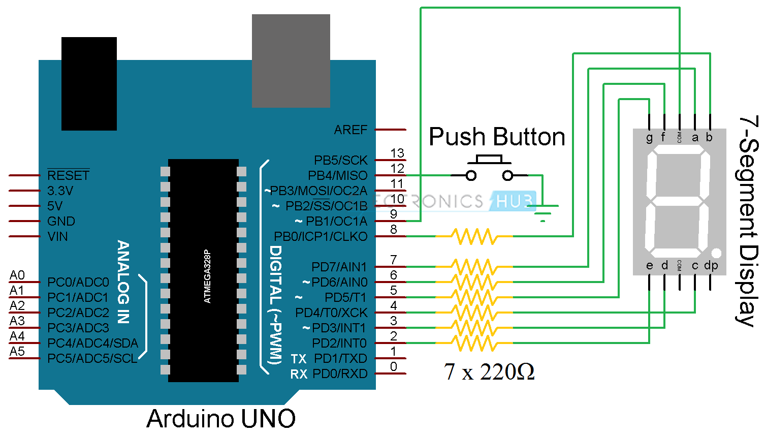 Arduino 7分段显示接口电路2
