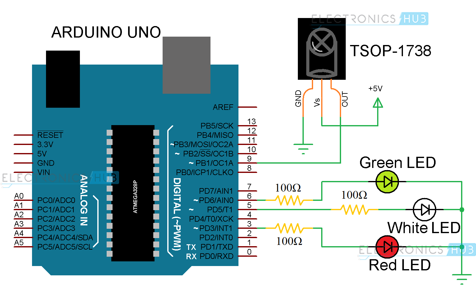 Arduino红外接收机电路图