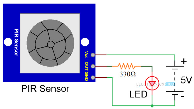 Arduino PIR传感器教程测试电路1