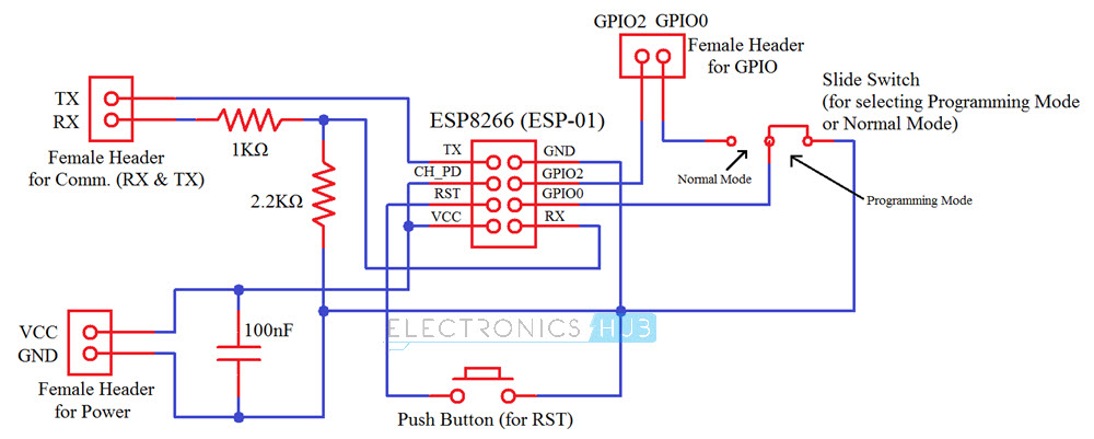 DIY PCB用于ESP8266 WiFi模块电路图