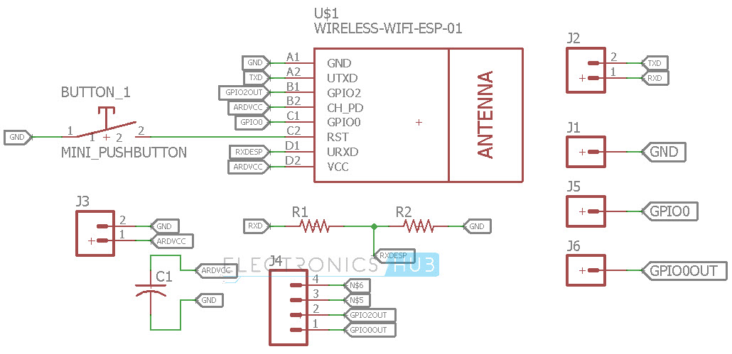 DIY PCB用于ESP8266 WiFi模块PCB原理图