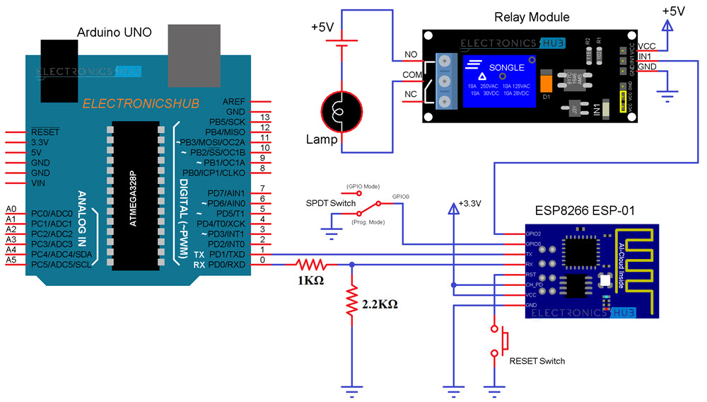 使用ESP8266电路图从世界任何地方控制继电器