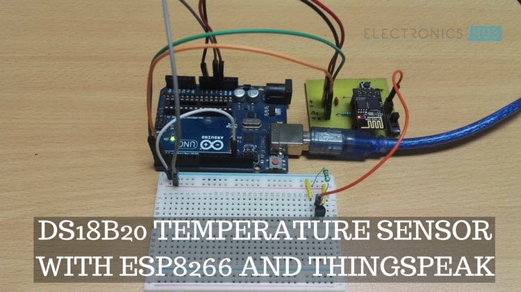 DS18B20温度传感器带有ESP8266和ThingsPeak的特色图像