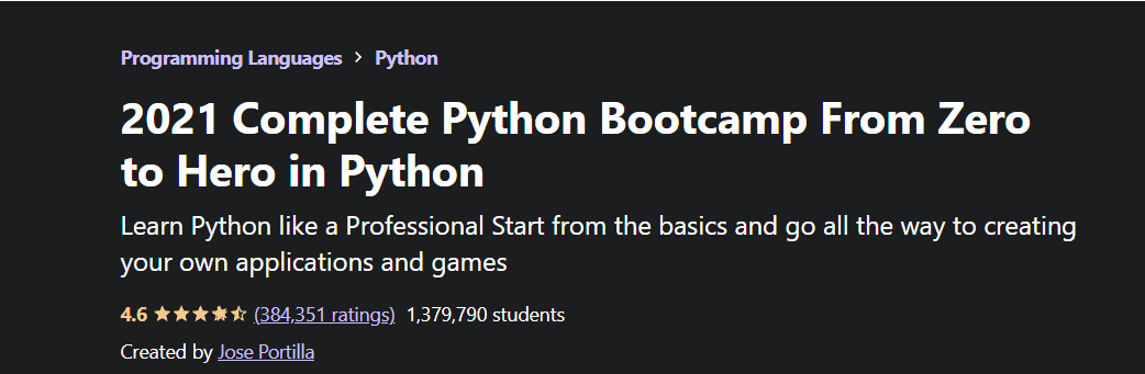 完整从零从零到英雄的Python Bootcamp在Python