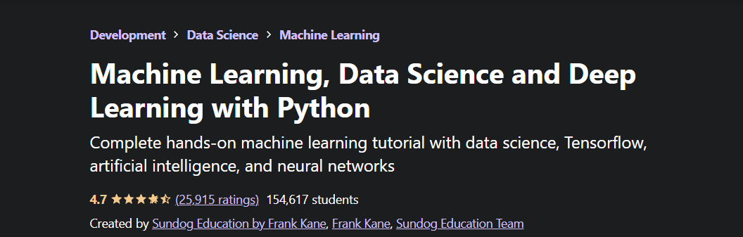 与Python一起机器学习，数据科学和深度学习