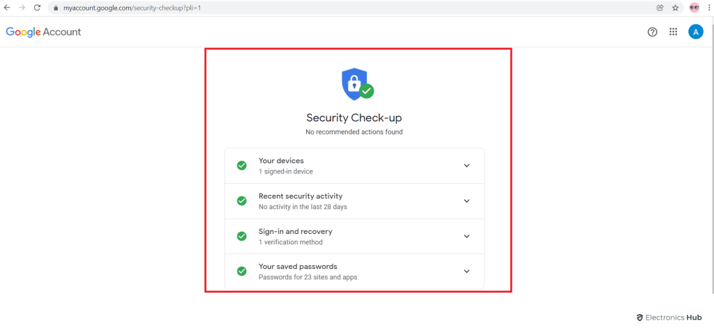 Gmail帐户的安全检查